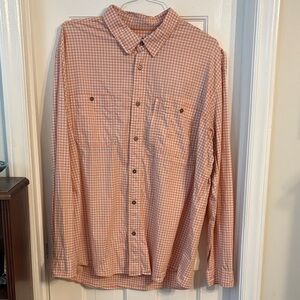 Orvis Men's Peach Gingham Button Down Shirt 2XLT